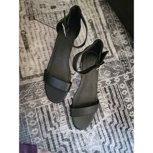 Aerosoles BOGABOO Black Wedge Sandals Sz 7.5‎ Ankle Strap Comfortable Open Toe!